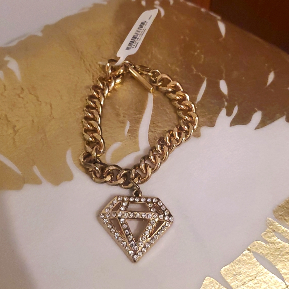 Icing Monopoly Gold Diamond Pendant Bracelet